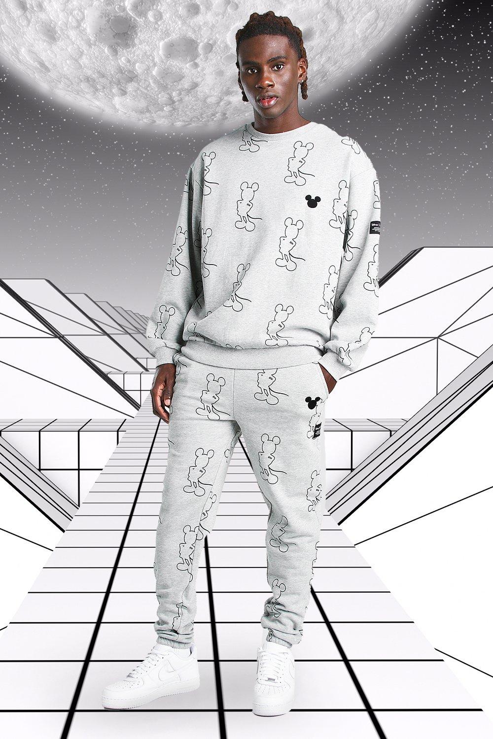 Oversized Disney Mickey AOP Sweater Tracksuit | boohooMAN USA